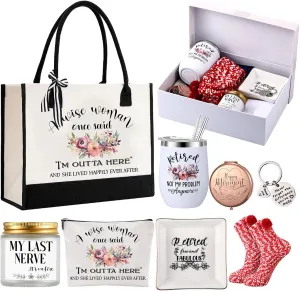 10 Pcs Birthday Gifts for Her Christmas Gifts Tote Bag Makeup Bag Tumbler Candle Ring Tray Keychain and Socks