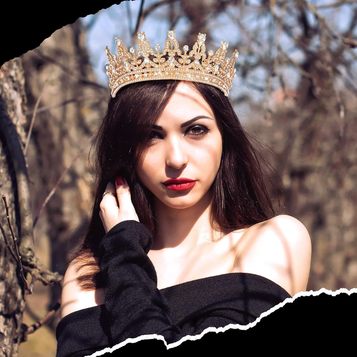 10 Pieces Crown Tiara for Women Crystal Headband with Comb Princess Rhinestone Queen Crown Bridal Hair Accessories Jewelry for Women Prom Birthday Party Wedding Gifts(Gold)