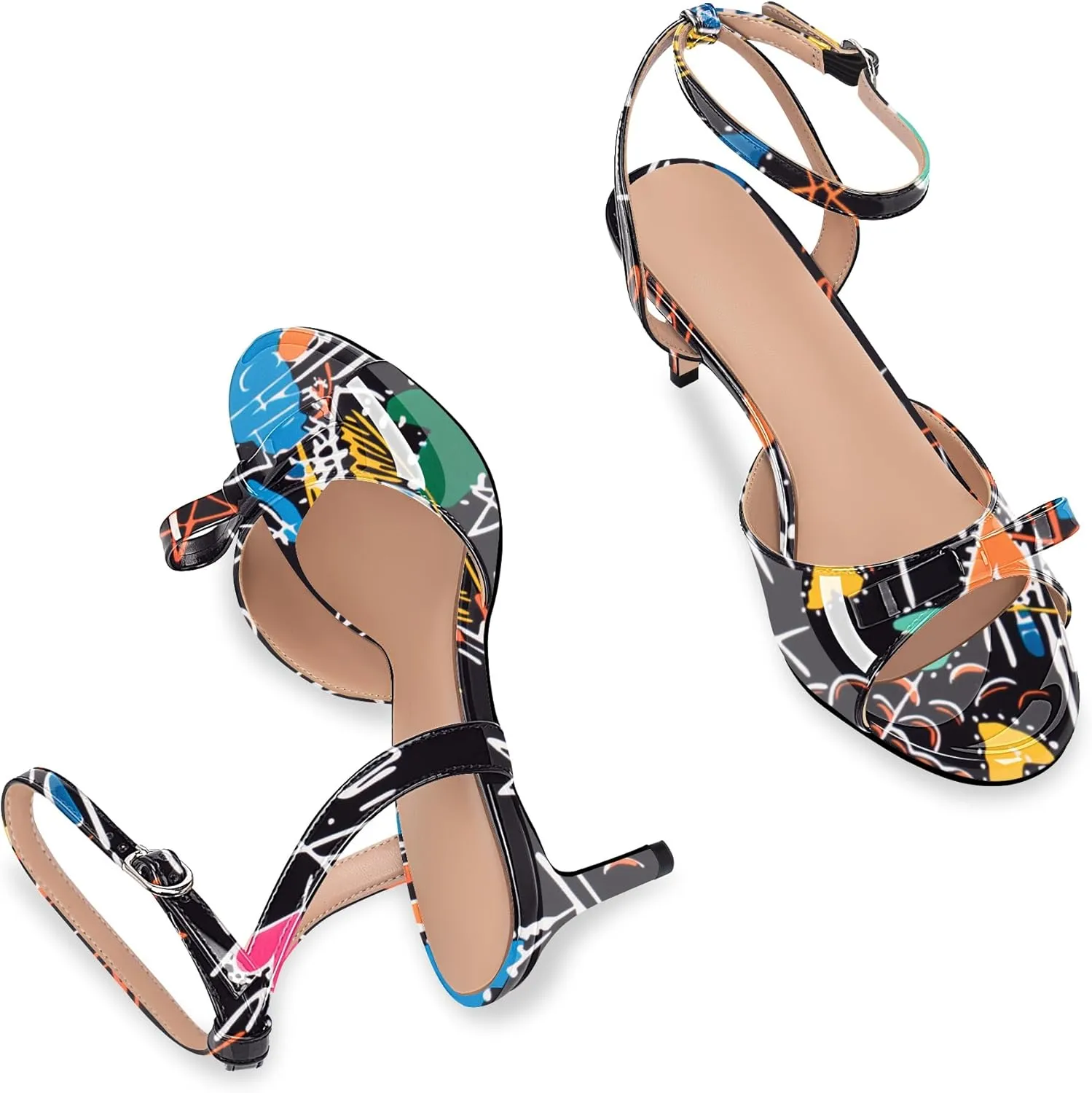 100FIXEO Women's Slingback Open Toe High Heel Bow Sandals Ankle Strap Stiletto Heel Pumps Dress Shoes