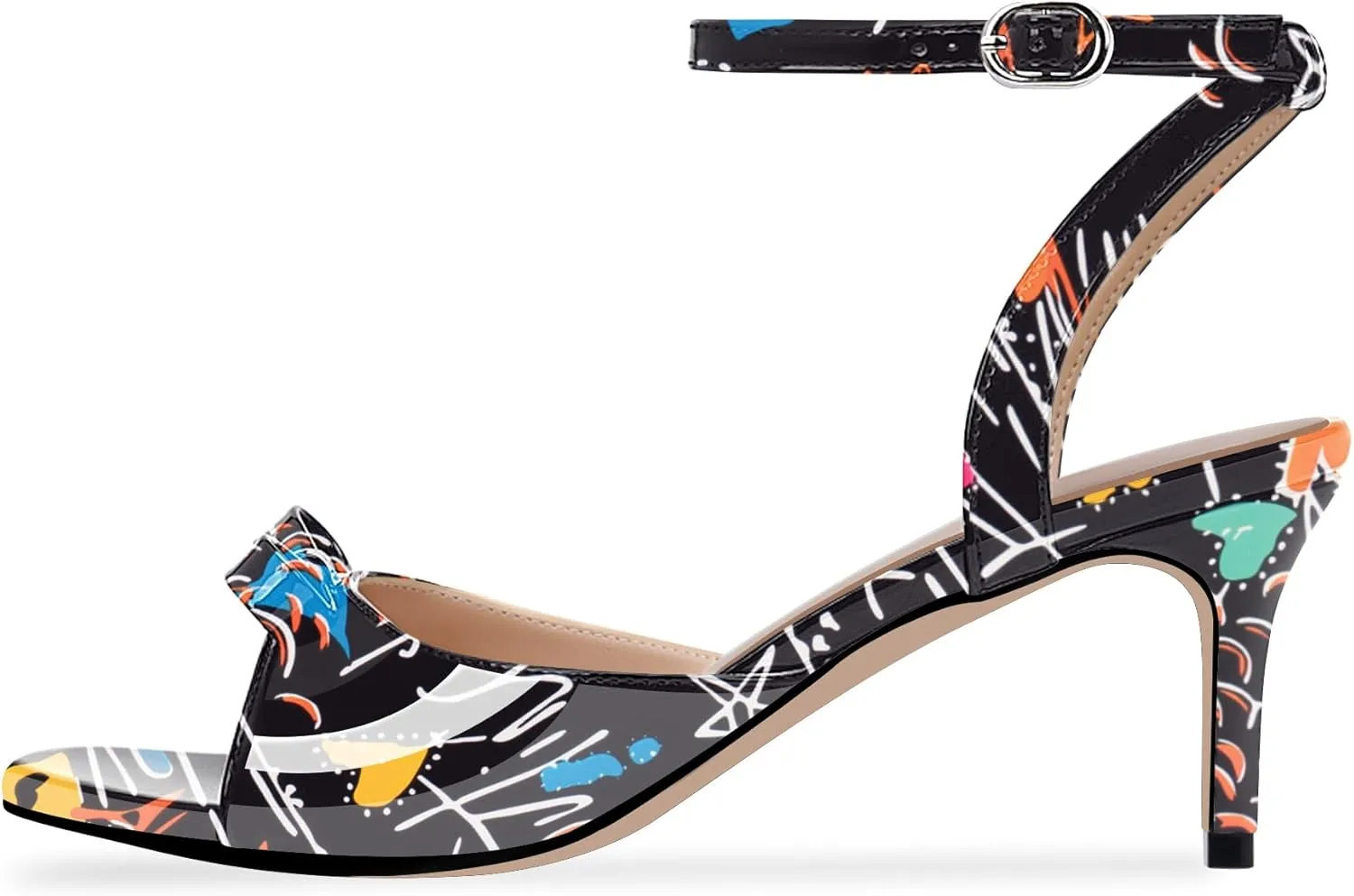 100FIXEO Women's Slingback Open Toe High Heel Bow Sandals Ankle Strap Stiletto Heel Pumps Dress Shoes