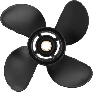 10.4x12 RH Propeller for 35 65HP, 4 Cutting Blades, 13pcs Spline, Density Aluminum Alloy, Fast Charging on Water, Fit for Outboards
