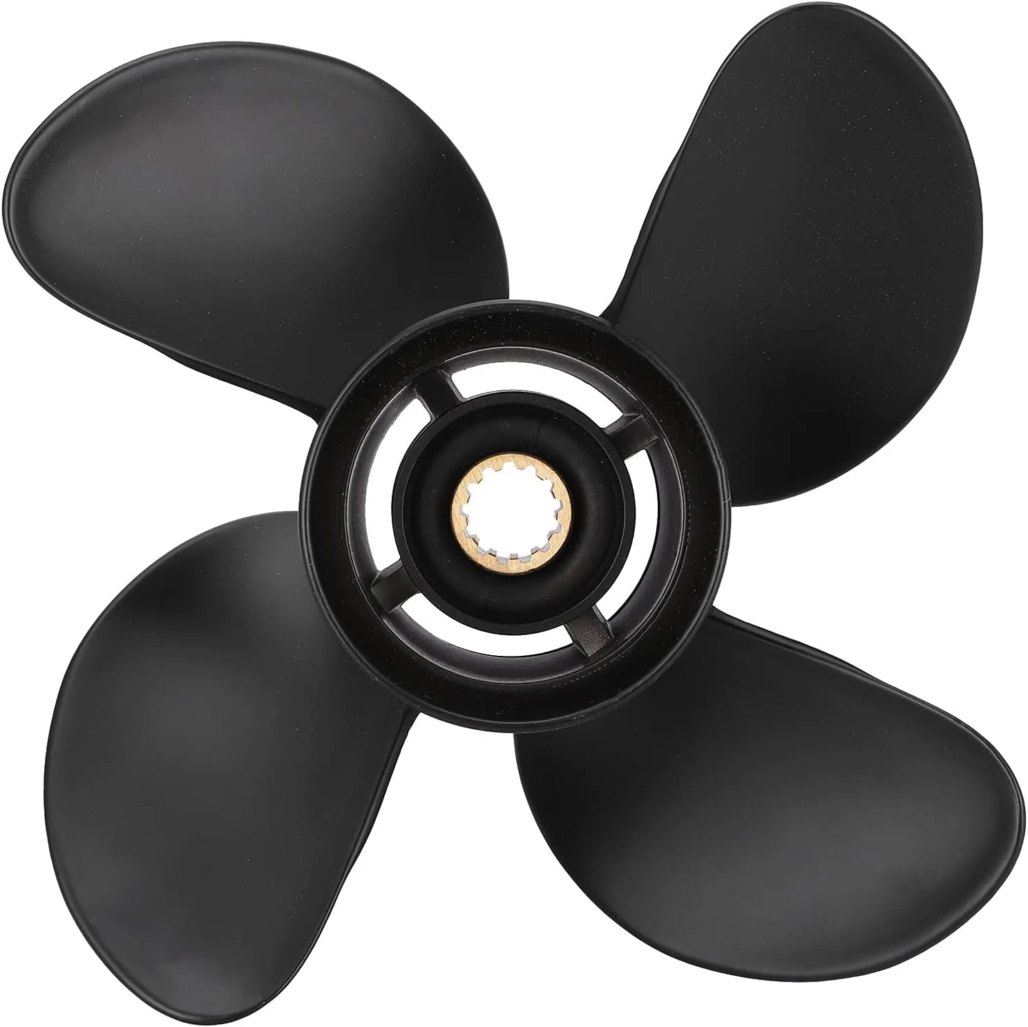 10.4x12 RH Propeller for 35 65HP, 4 Cutting Blades, 13pcs Spline, Density Aluminum Alloy, Fast Charging on Water, Fit for Outboards