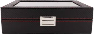 10Grids Travel Watch Display Box, Elegant Wooden Storage with Clear Glass Cover, Dust Proof and Impact Design, Ideal for Home, Business and Travel Use