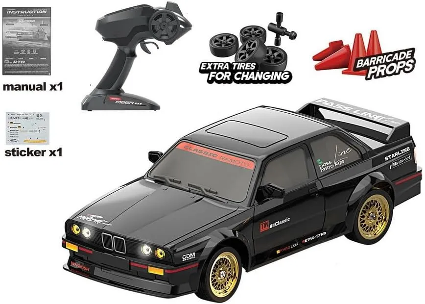 1/16 Scale RC Drift Car, 2.4G Full Proportional Control 4WD RC Racing Car with ESP Gyroscope & LED Lights, RC Racing Toy for Hobbyist