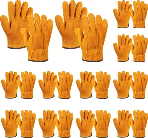 12 Pairs Leather Work Gloves for Men Women Gardening Gloves Construction Gloves for Wood cutting, Driving, Gardening, Automotive Repair