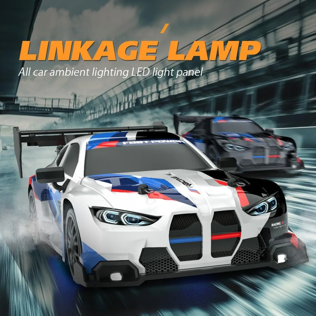 1/24 Scale Mini RC Drift Car for Adult, 2.4G 4WD Remote Control Racing Sport Car with LED Light, 30KM/H High Speed Electric RC Drift Vehicle Toy Gift