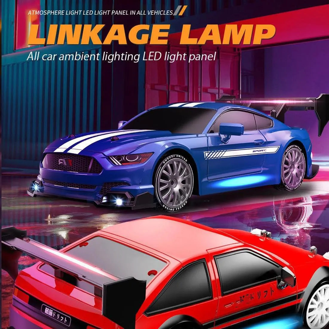 1/24 Scale Mini RC Drift Car for Adult, 2.4G 4WD Remote Control Racing Sport Car with LED Light, 30KM/H High Speed Electric RC Drift Vehicle Toy Gift