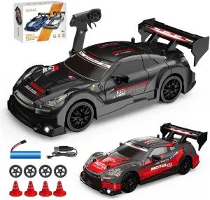 1/24 Scale Mini RC Drift Car for Adult, 2.4G 4WD Remote Control Racing Sport Car with LED Light, 30KM/H High Speed Electric RC Drift Vehicle Toy Gift