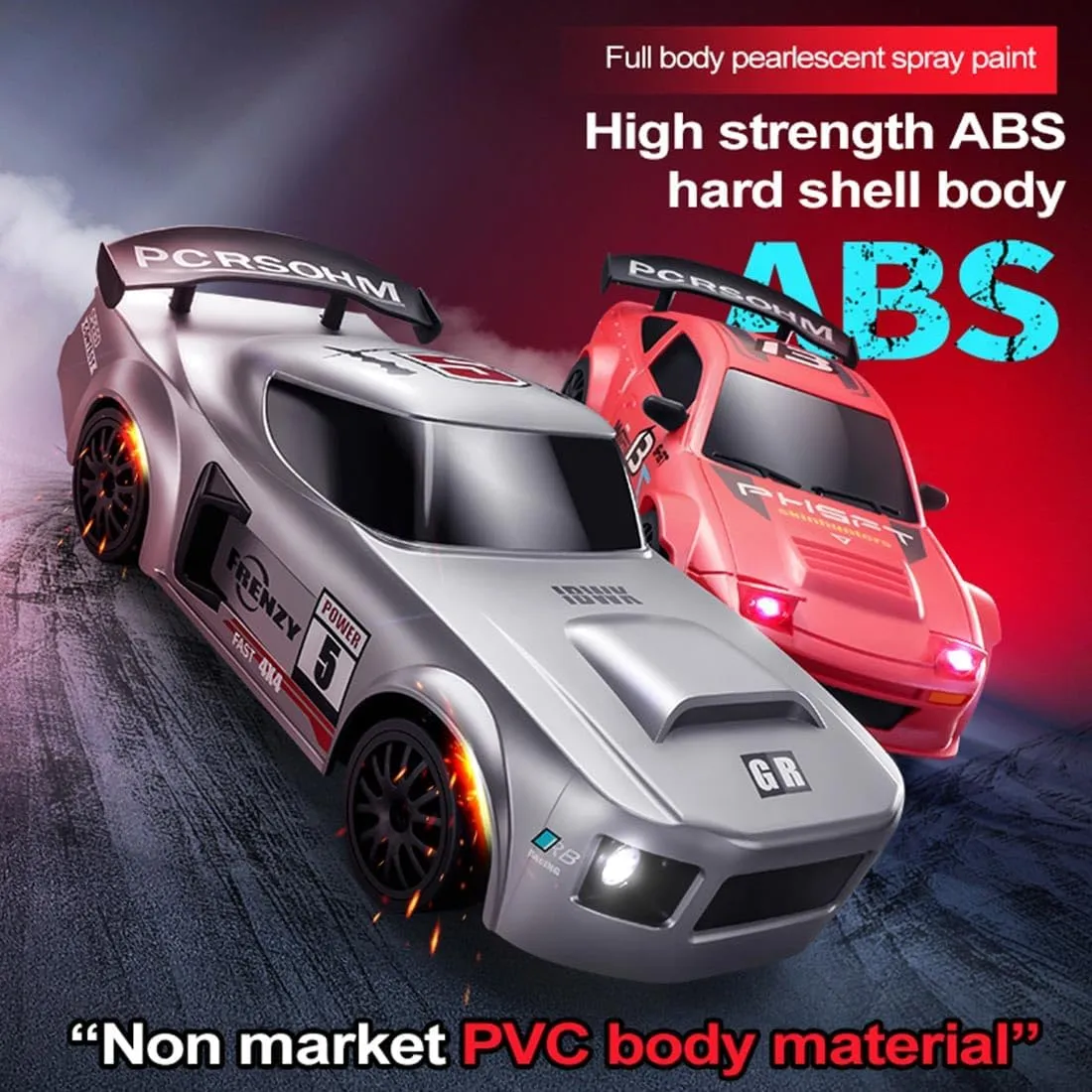 1/24 Scale RC Drift Car, 2.4G 4WD Full Proportional Control RC Sport Car with LED Light, RC Racing Toy for Hobbyist