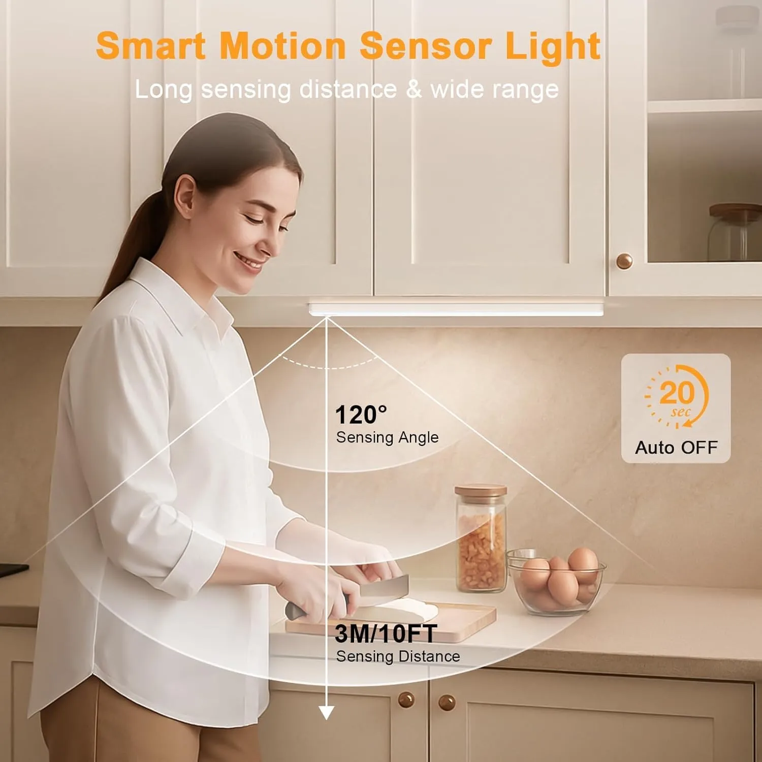 13 Inch Wireless Motion Sensor Light Indoor, USB Rechargeable Battery Operated Step Light, Magnetic Stick On Lights for Stair, Step Lights Motion-Activated Auto Shut-Off (2-Pack)
