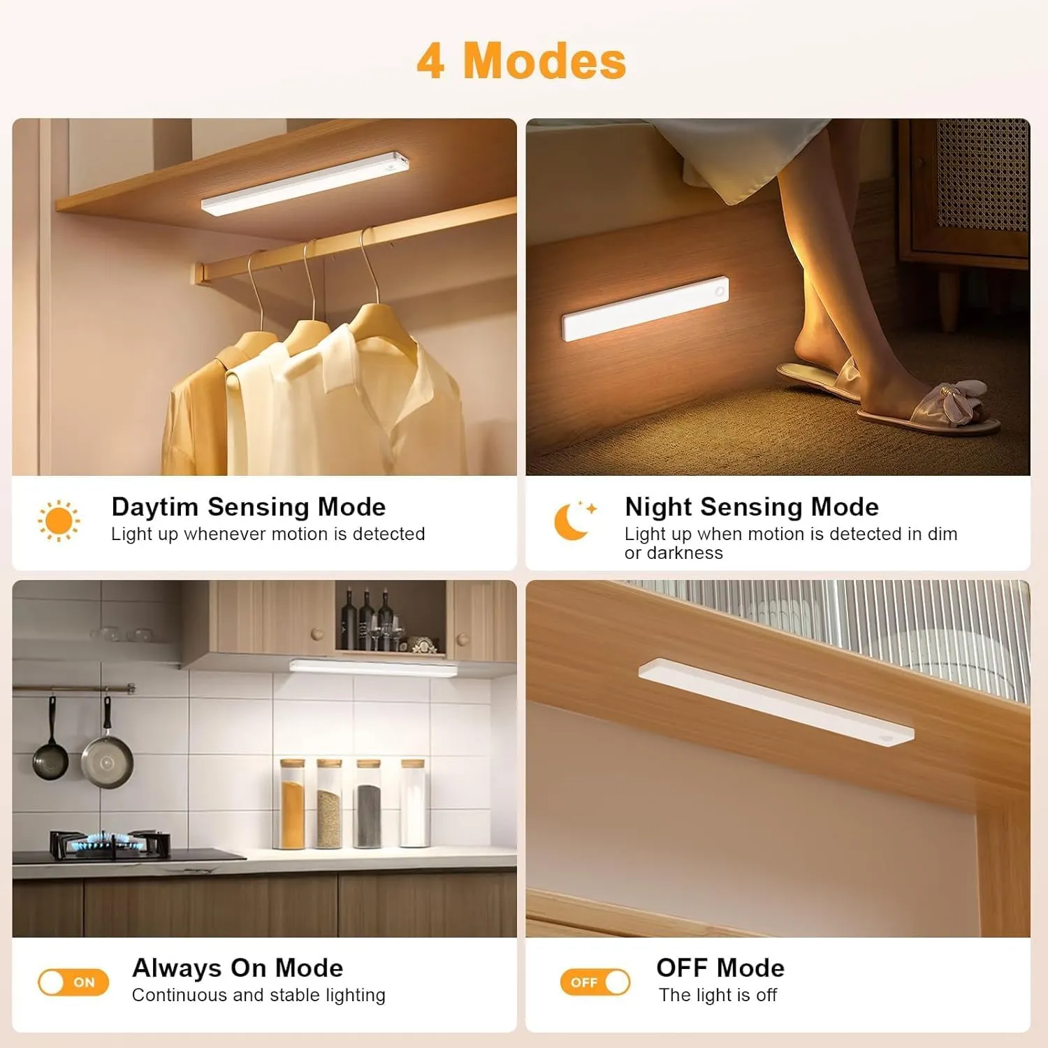 13 Inch Wireless Motion Sensor Light Indoor, USB Rechargeable Battery Operated Step Light, Magnetic Stick On Lights for Stair, Step Lights Motion-Activated Auto Shut-Off (2-Pack)