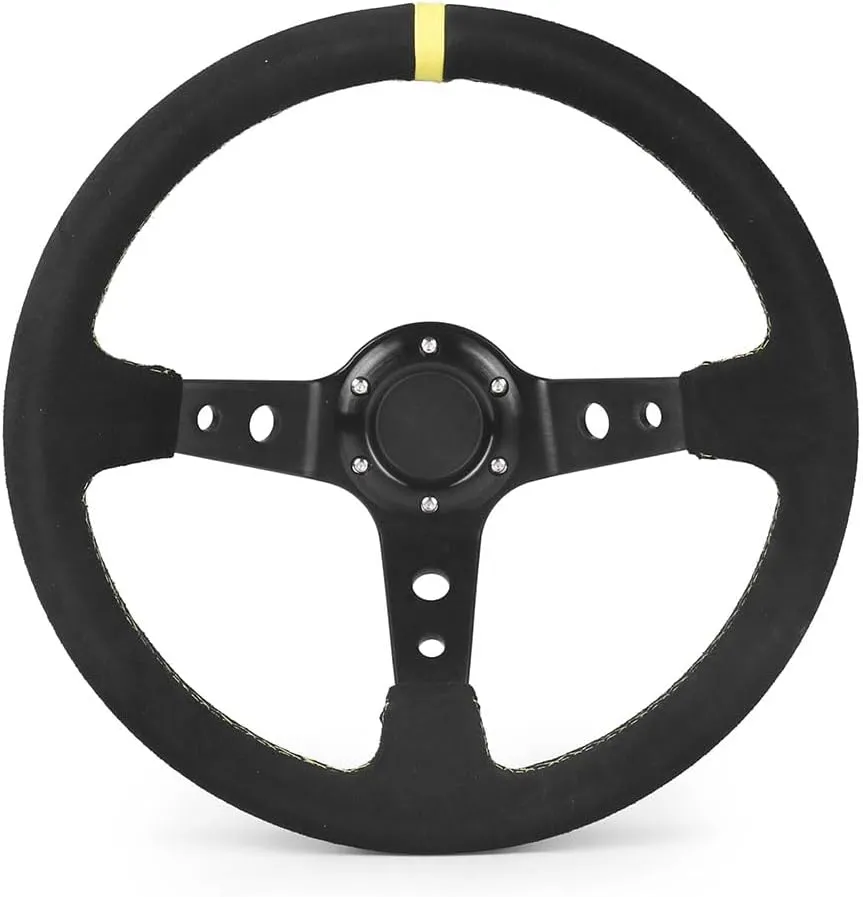 14 Inch 350mm Car Steering Wheel Suede Leather Drift Racing Game Steering Wheel Universal