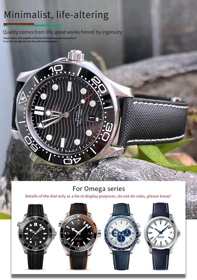 19mm 20mm 21mm 22mm High Density Nylon Watchband for Omega Planet Ocean Seamaster 300 Speedmaster Fabric Leather Canvas Watch Strap