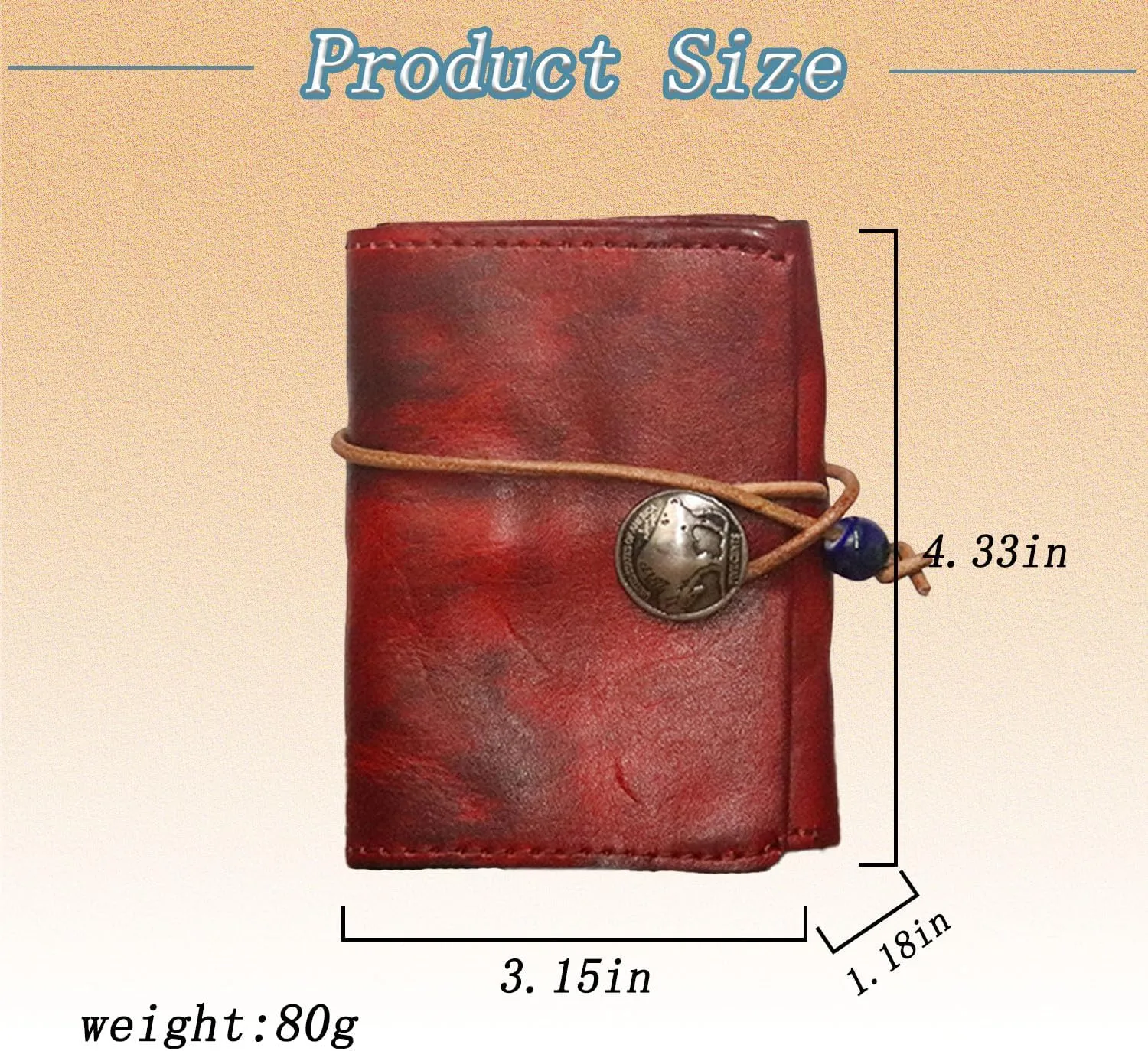 1PCS Leather Change Purse Drawstring Coin Purse Leather Coin Purse for Women Triple Compartment Leather Coin Purse (Red)