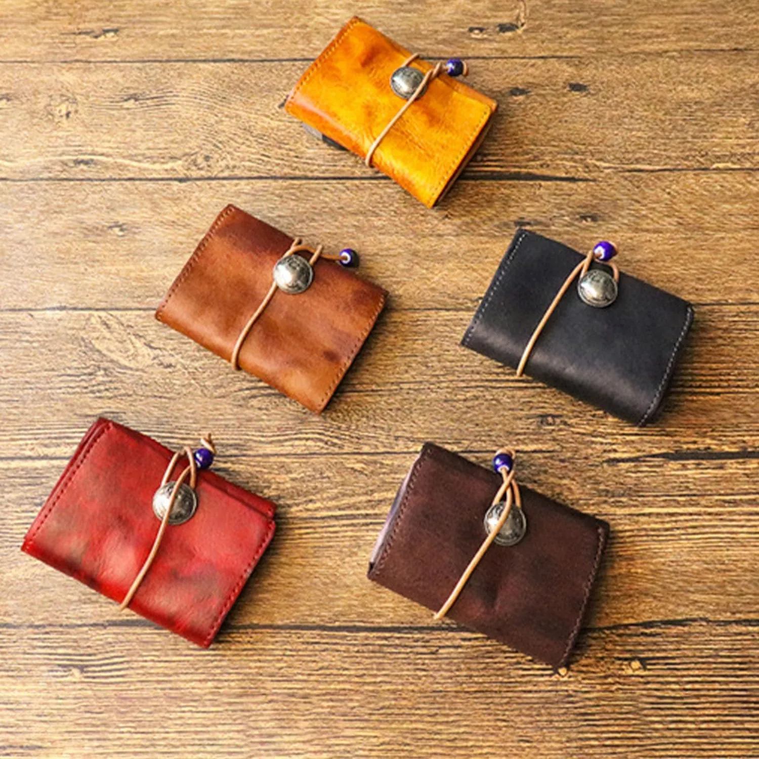 1PCS Leather Change Purse Drawstring Coin Purse Leather Coin Purse for Women Triple Compartment Leather Coin Purse (Red)