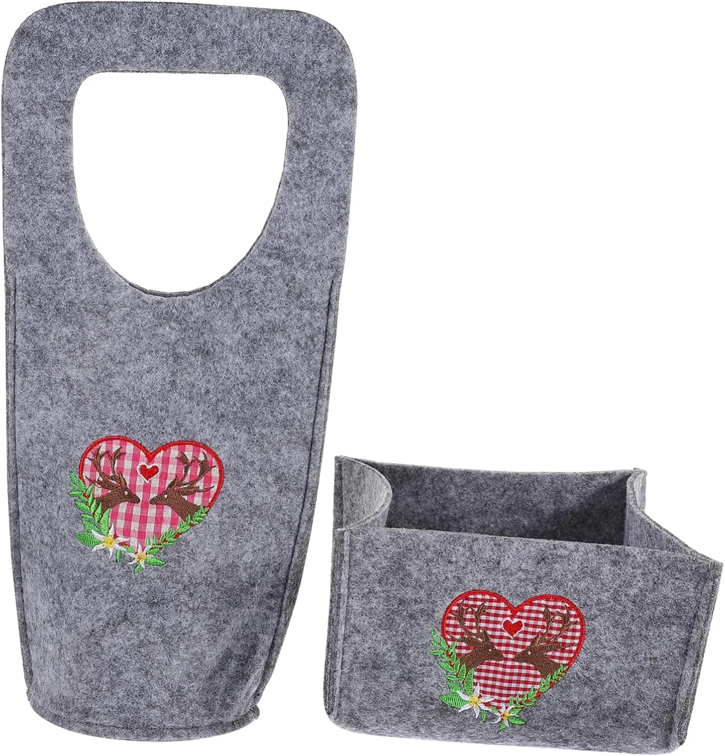1Set Christmas Wine Bottle Bag of Wine Tote with Candy Container Decorative Wine Storage for Holiday Gifting Practical Christmas Wine Carrier Embroidered