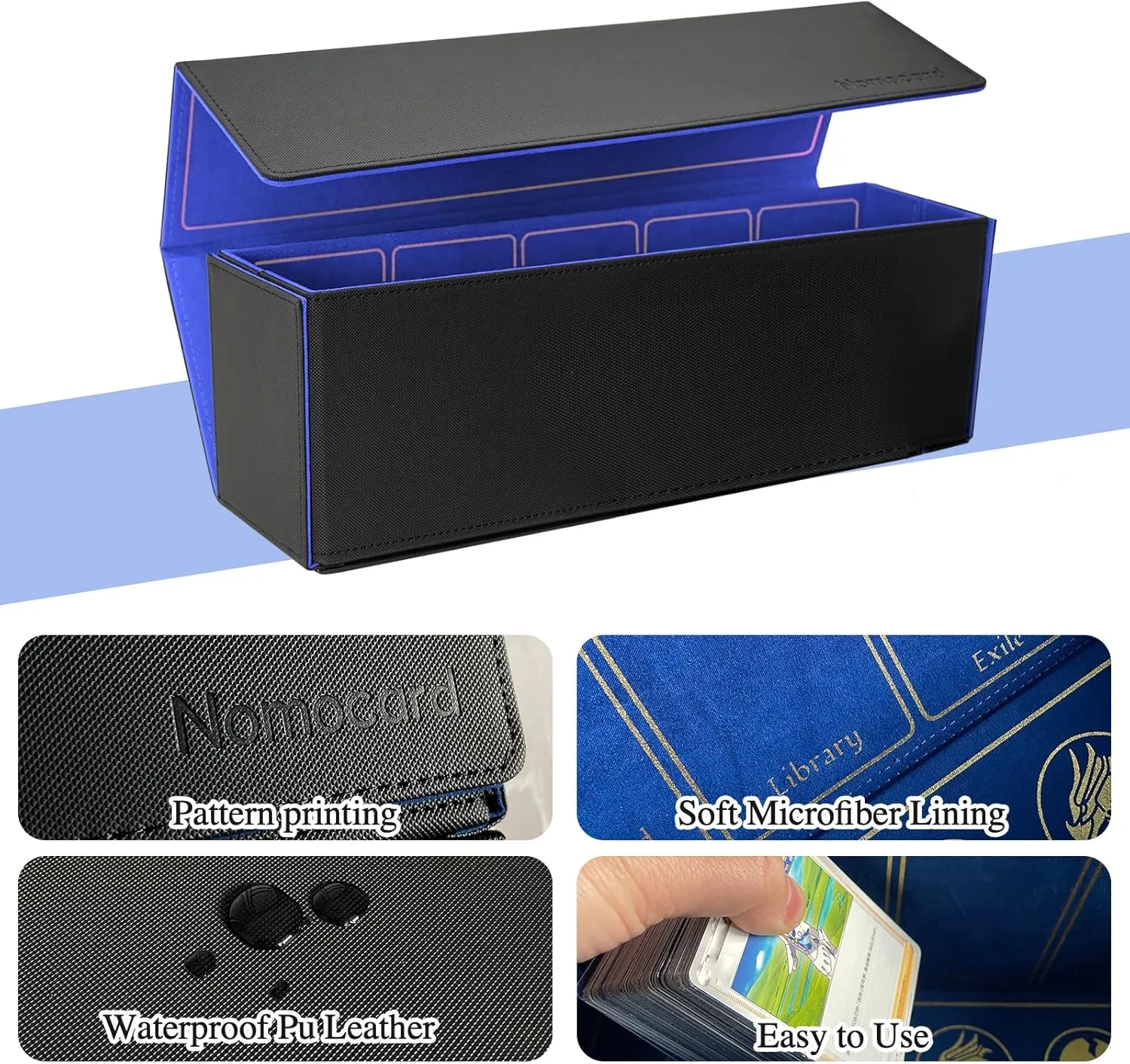 2 in 1 Card Deck Box for Trading Cards, Unfolded MTG Commander Card Can be Used as a Playmat, Leather Magnetic Card Storage Box Holds 800  Single Sleeved Cards, Fits for TCG CCG Magic Cards