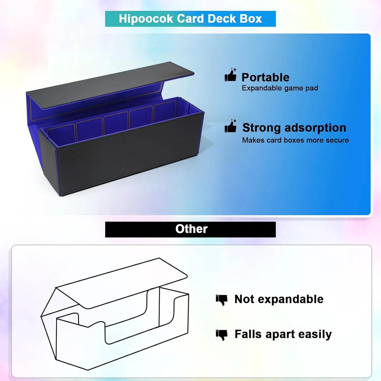 2 in 1 Card Deck Box for Trading Cards, Unfolded MTG Commander Card Can be Used as a Playmat, Leather Magnetic Card Storage Box Holds 800  Single Sleeved Cards, Fits for TCG CCG Magic Cards