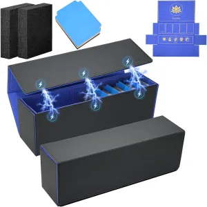 2 in 1 Card Deck Box for Trading Cards, Unfolded MTG Commander Card Can be Used as a Playmat, Leather Magnetic Card Storage Box Holds 800  Single Sleeved Cards, Fits for TCG CCG Magic Cards