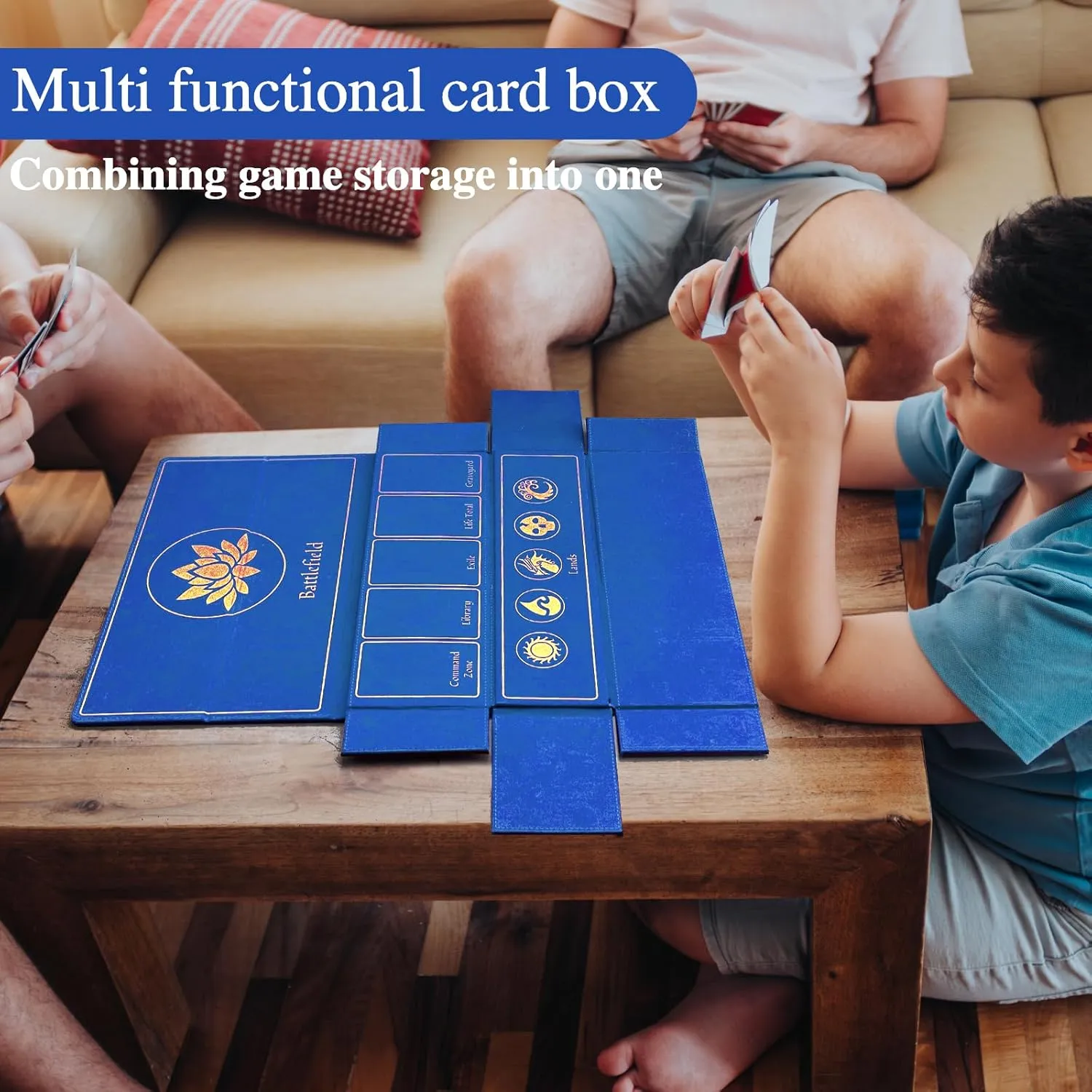 2 in 1 Card Deck Box for Trading Cards, Unfolded MTG Commander Card Can be Used as a Playmat, Leather Magnetic Card Storage Box Holds 800  Single Sleeved Cards, Fits for TCG CCG Magic Cards