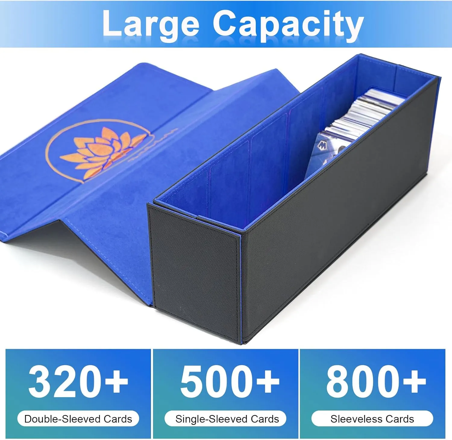 2 in 1 Card Deck Box for Trading Cards, Unfolded MTG Commander Card Can be Used as a Playmat, Leather Magnetic Card Storage Box Holds 800  Single Sleeved Cards, Fits for TCG CCG Magic Cards