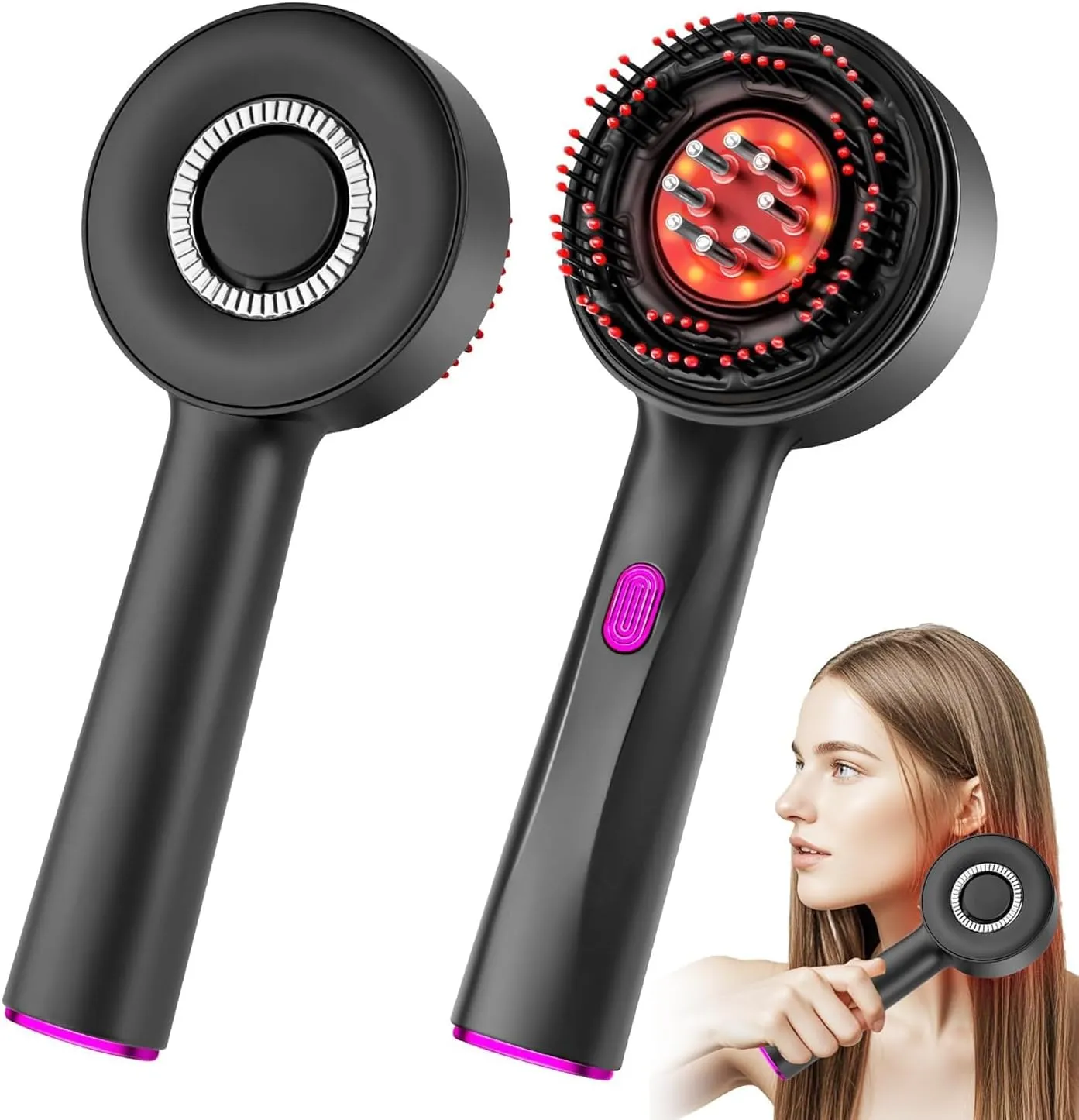 2-in-1 Electric Hair Oil Applicator & Electric Scalp Massager Brush, IPX7 Waterproof Hair Brushes with Adjustable Speed