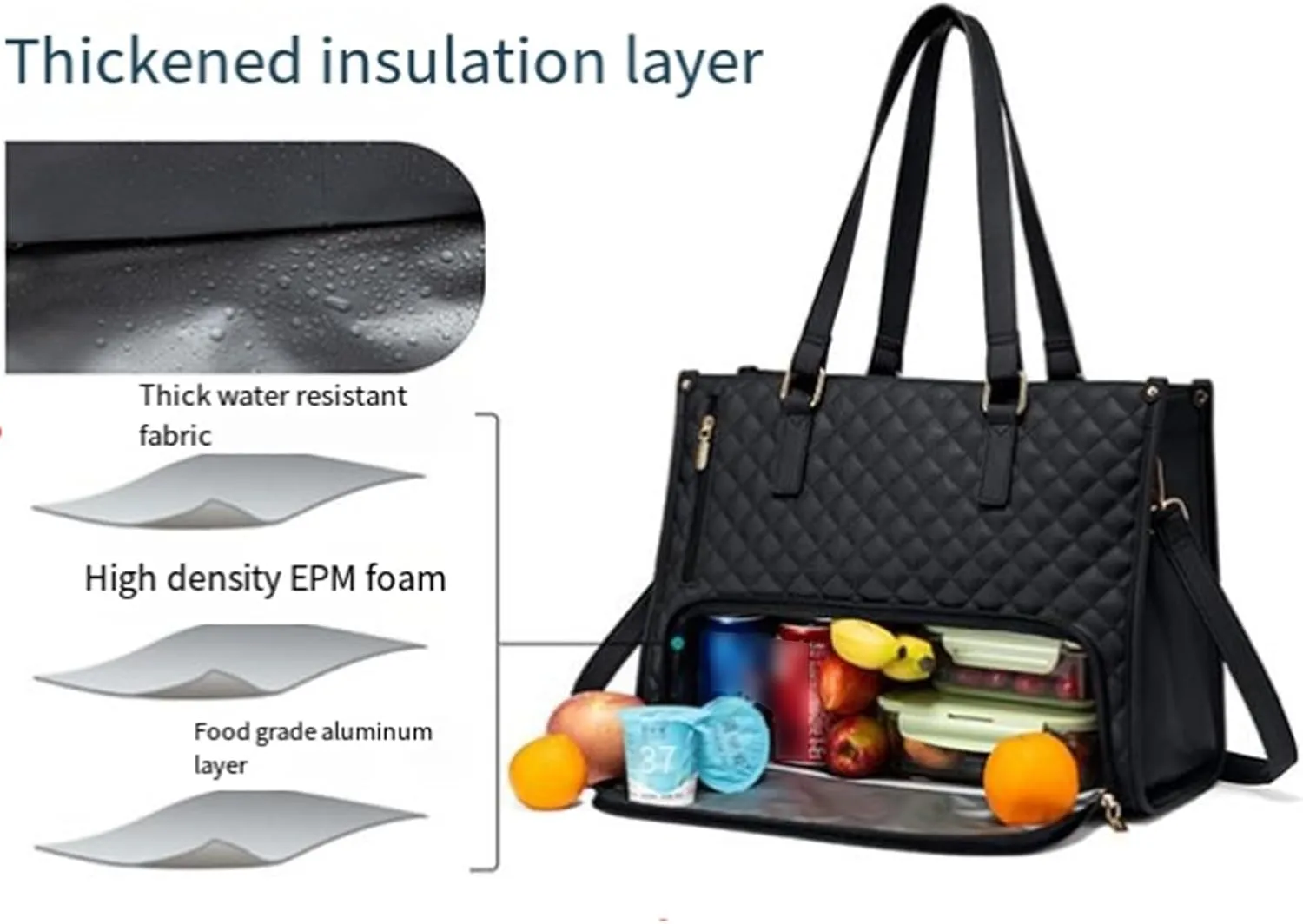 2 in 1 Insulated Lunch Tote Bag for Women with Cooler Compartment Laptop Handbag for Work Travel Waterproof Large Capacity