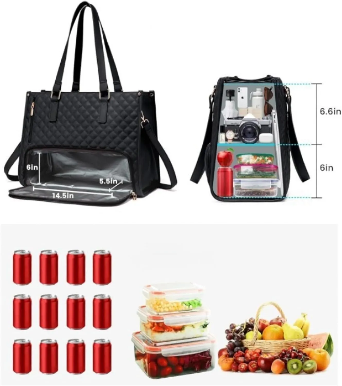 2 in 1 Tote Bag & Lunch Bag Combo for Women, Large Capacity Insulated Laptop Bag with Lunch Compartment, Stylish Durable Tote & lunch bag Purse Combo for Work, Gym, Travel (khaki)