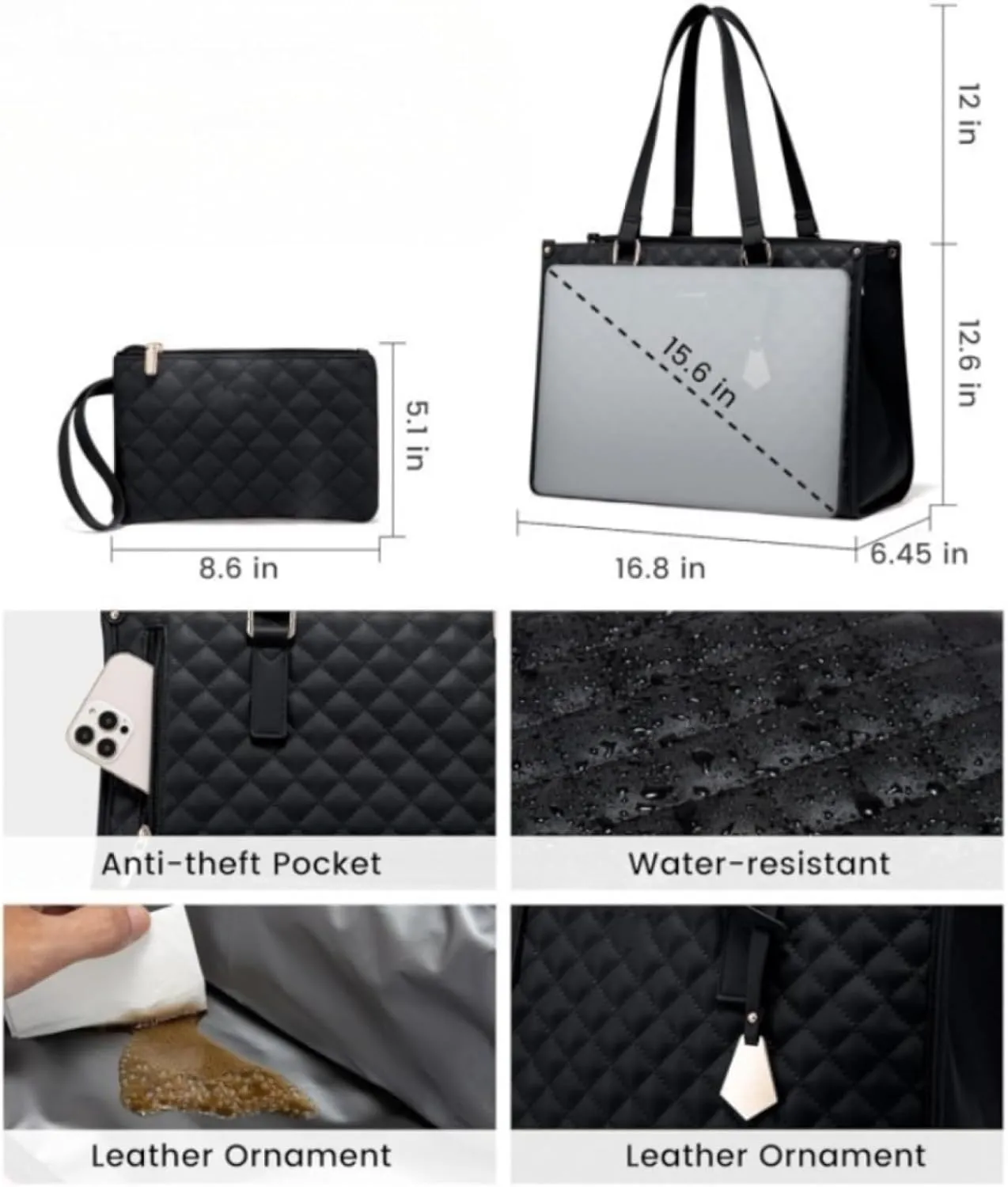 2 in 1 Tote Bag & Lunch Bag Combo for Women, Large Capacity Insulated Laptop Bag with Lunch Compartment, Stylish Durable Tote & lunch bag Purse Combo for Work, Gym, Travel (khaki)