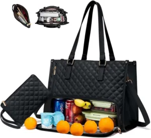 2 in 1 Tote Bag Lunch Bag Combo,Lunch Tote Bag for Women, Large Convertible Laptop Work Handbag for Women