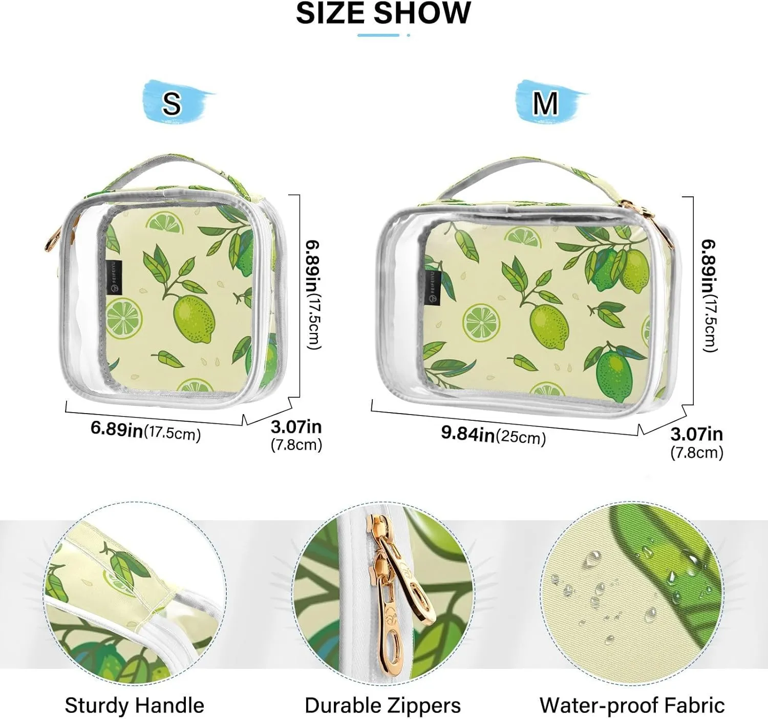 2 Pack Toiletry Bag Clear Toiletry Bags Fit Carry-on Travel Essential Clear Travel Bags for Toiletries Pears