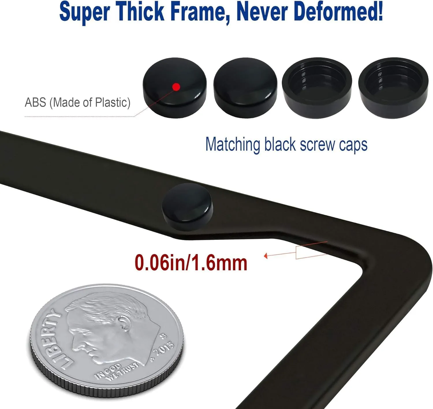 2 Pcs Aluminum Veteran License Plate Frame for U.S. Navy,4-Hole Matte Black for USN Car Licenses Plate Covers Holders Frames for Plates with Screw Caps