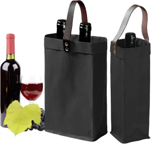 2 Pcs Wine Carrier Tote Bag Reusable Single Double Wine Bags for Wine Bottles Gifts for Birthday,Wedding,Picnic Party,Christmas
