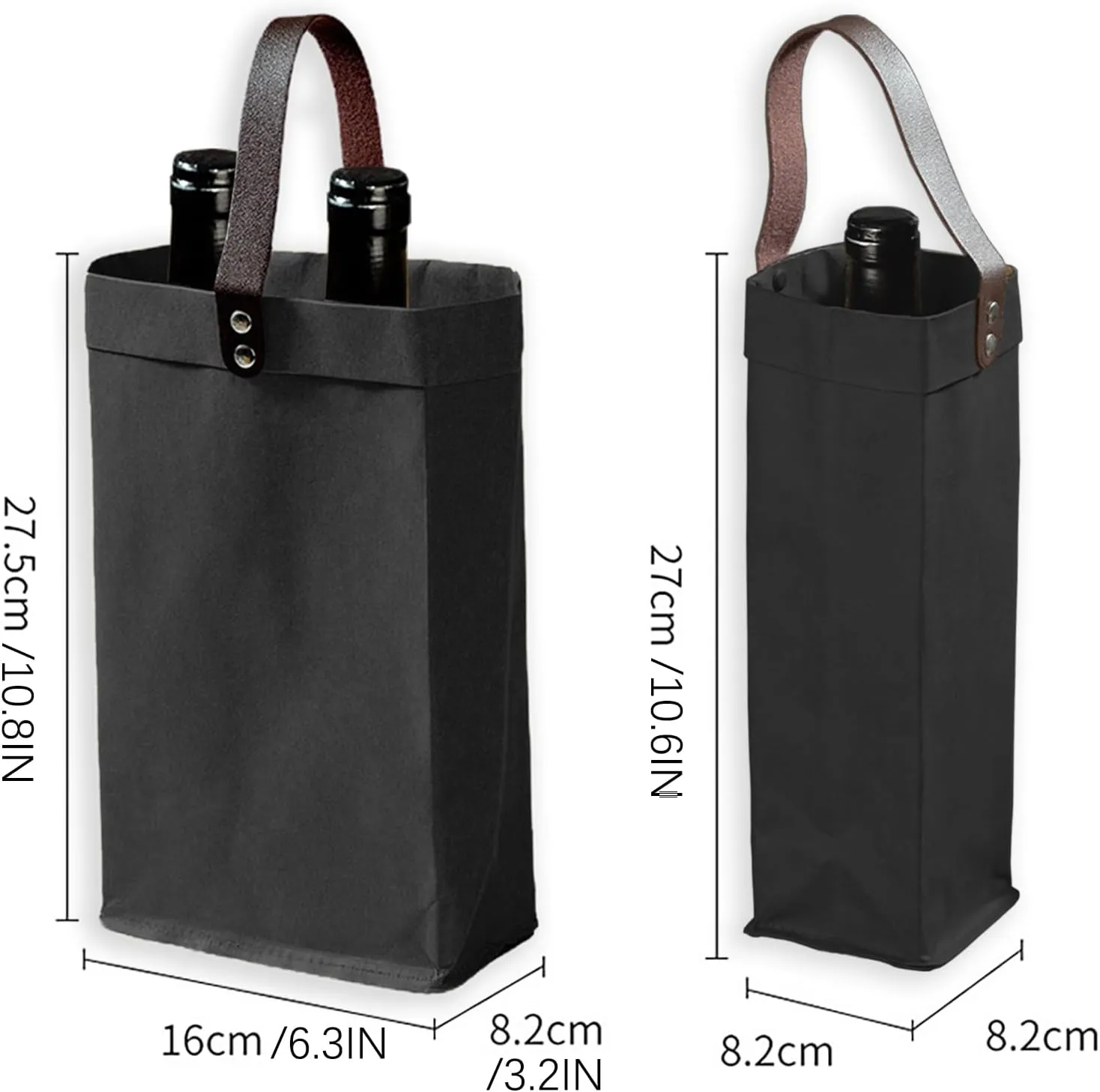 2 Pcs Wine Carrier Tote Bag Reusable Single Double Wine Bags for Wine Bottles Gifts for Birthday,Wedding,Picnic Party,Christmas
