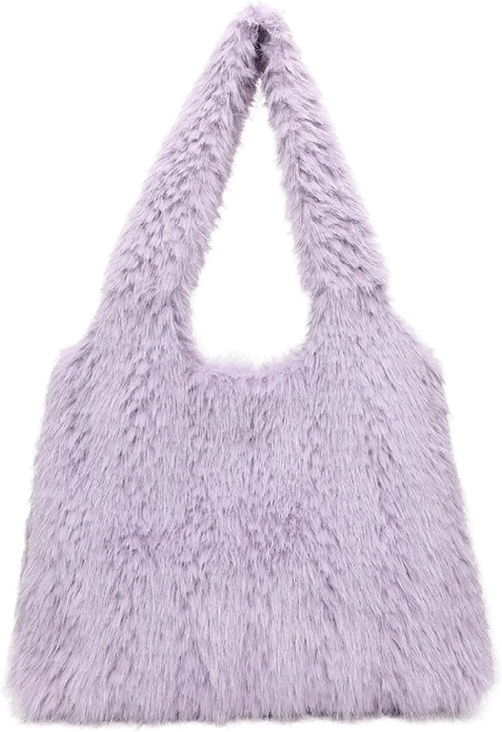 2024 Winter Fall Plush Shoulder Bag Women Fuzzy Tote Soft Faux Fur Handbag Magnetic Closure Small Zip Pocket