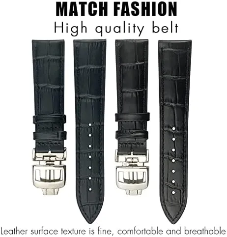 20mm 21mm Cowhide Watchband for Jaeger LeCoultre Master Watch Strap Soft Black Brown Blue Leather Bracelets Folding Buckle