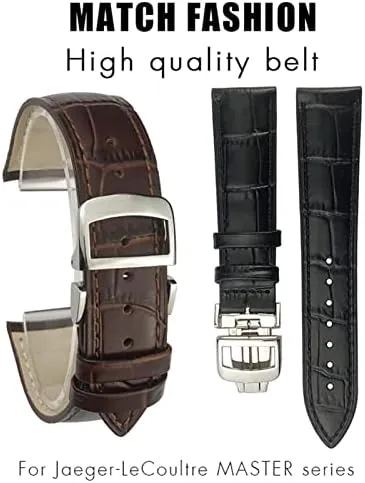 20mm 21mm Cowhide Watchband for Jaeger LeCoultre Master Watch Strap Soft Black Brown Blue Leather Bracelets Folding Buckle