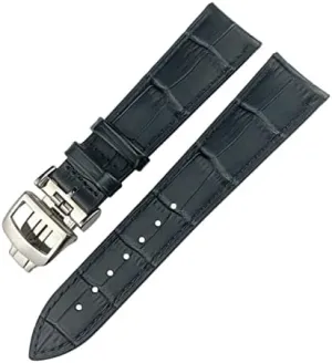 20mm 21mm Cowhide Watchband for Jaeger LeCoultre Master Watch Strap Soft Black Brown Blue Leather Bracelets Folding Buckle