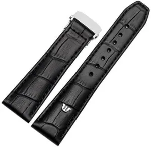 20mm 22mm for Maurice Lacroix Eliros watchband First Layer Calfskin with Folding Buckle Black Brown Cow Genuine Leather Strap