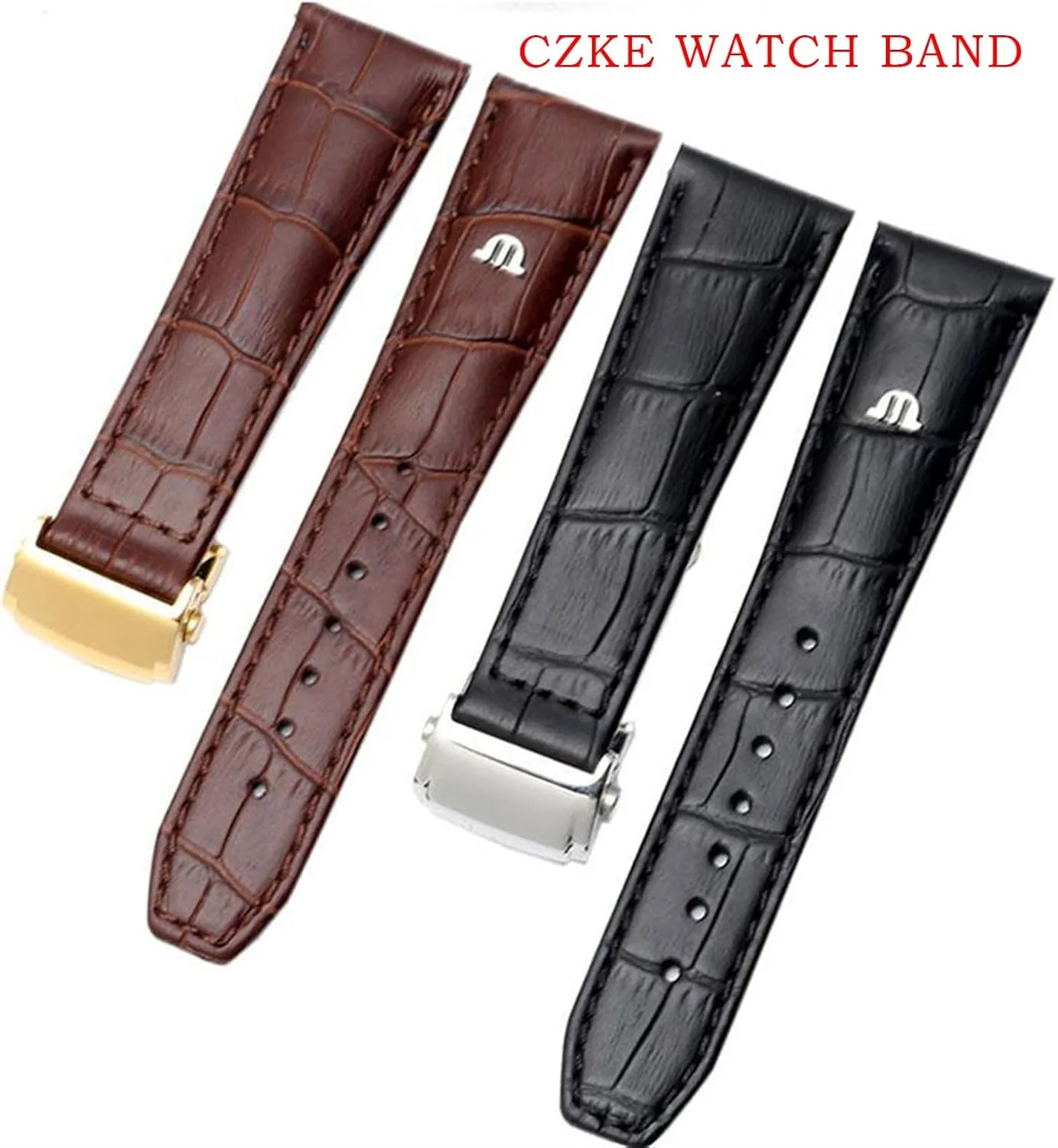 20mm 22mm for Maurice Lacroix Eliros watchband First Layer Calfskin with Folding Buckle Black Brown Cow Genuine Leather Strap