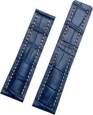 22mm 24mm Genuine Leather Strap Watch Band for Breitling Mens Watch Cow Leather Bracelet with Deployment Buckle