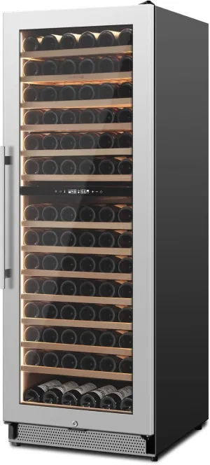 24 Inch Wine Cooler Refrigerator, 154 Bottles Dual Zone Wine Fridge, Freestanding/Built-in, Seamless Stainless Steel Mini Cellar with Large Capacity, Digital Control Professional Compressor