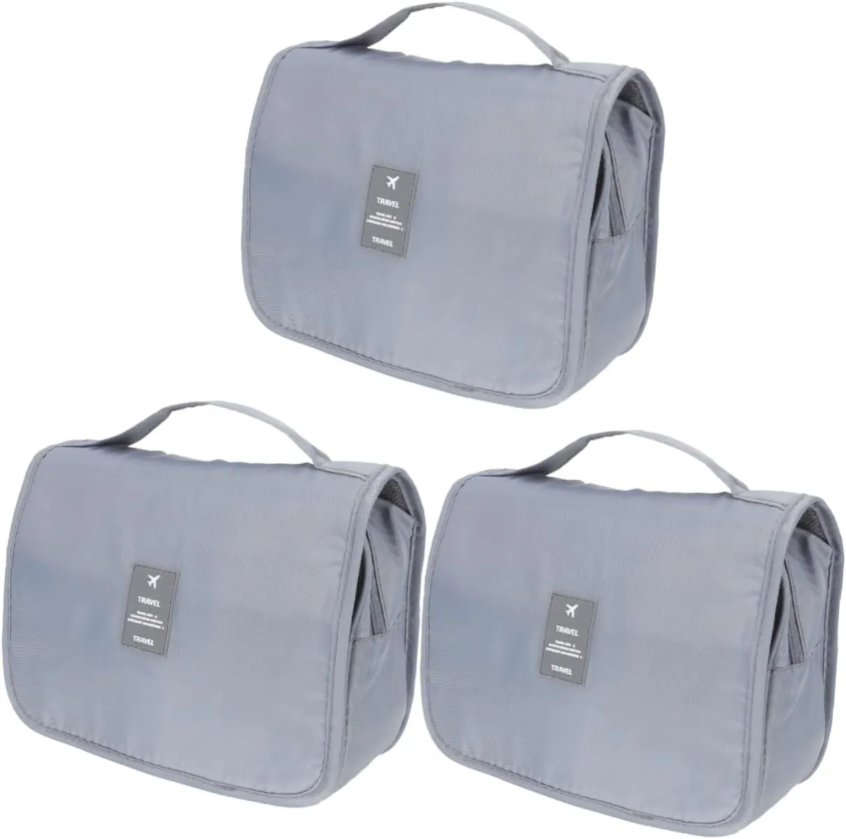 2pcs Hanging Toiletries Travel Storage Waterproof Portable Capacity Hook Wash Design Large Toiletry, Light Greyx3pcs, 40x24cmx3pcs