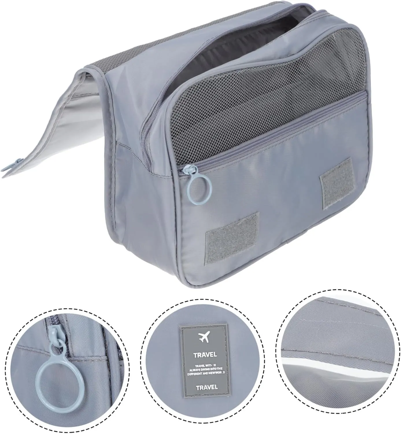 2pcs Hanging Toiletries Travel Storage Waterproof Portable Capacity Hook Wash Design Large Toiletry, Light Greyx3pcs, 40x24cmx3pcs