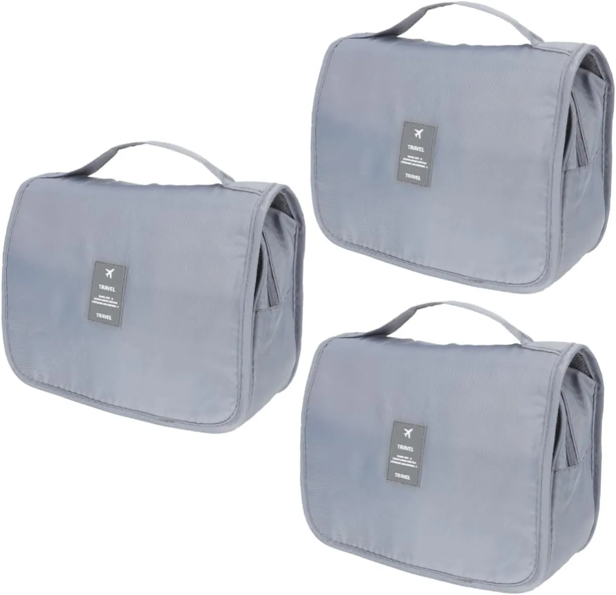 2pcs Inner Hook Handle Wash Toiletry Toiletries Waterproof Handy Large Travel Makeup Container, Light Greyx3pcs, 40x24cmx3pcs