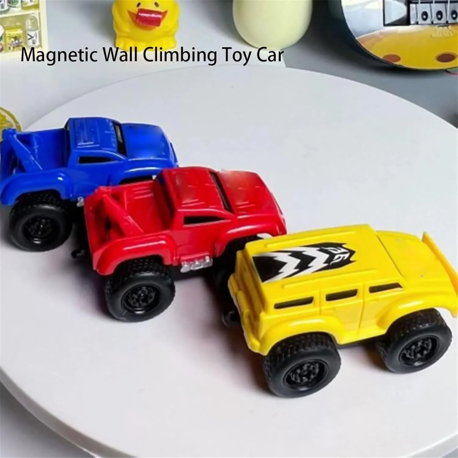 2PCS Magnetic Wall Climbing Toy Car, Anti Gravity Wall Climbing Car, Pull Back Inertial Climbing Toys Car, Emboadlie Wall Climbing, Educational Decompression Toy (Blue   Yellow)