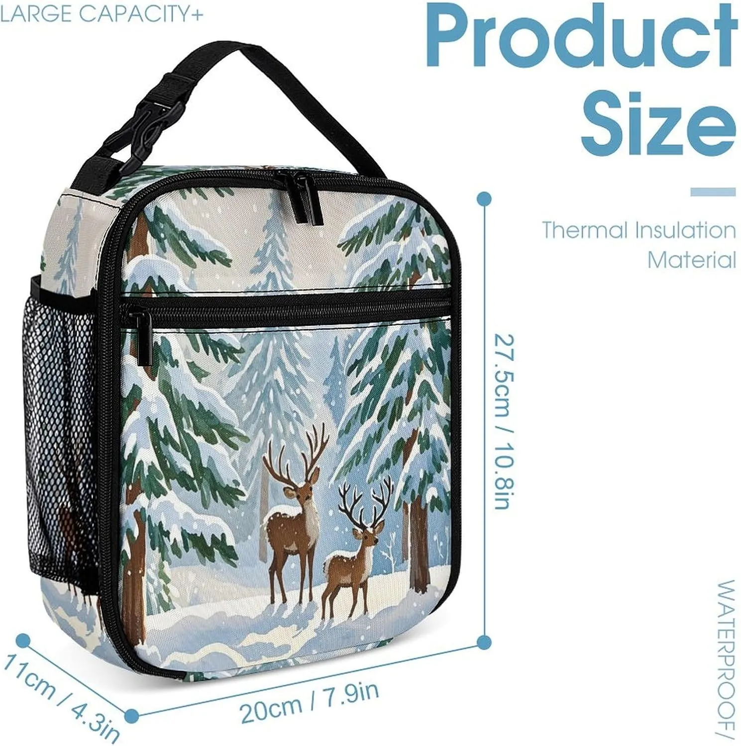 3-in-1 Backpack Lunch Bag Pencil Case Set, Lovely Fawn Print Adjustable Shoulder Straps,Spacious Storage – Perfect for Work & Travel