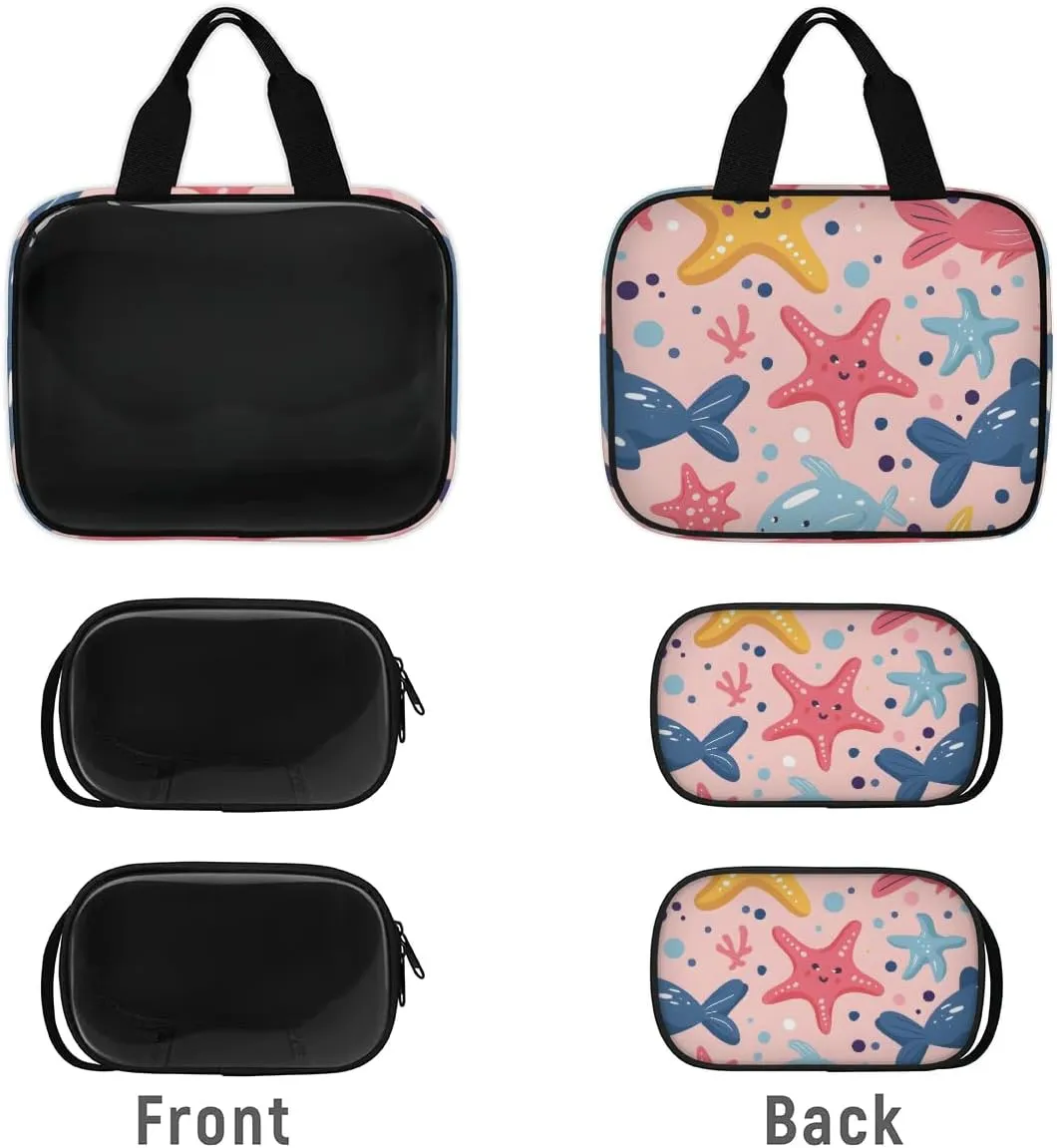 3 PCS Travel Makeup Bag Set Cute Fish Starfish Translucent Cosmetic Bags Portable Toiletry Bag for Women Makeup & Skincare Storage for Travel & Daily Use