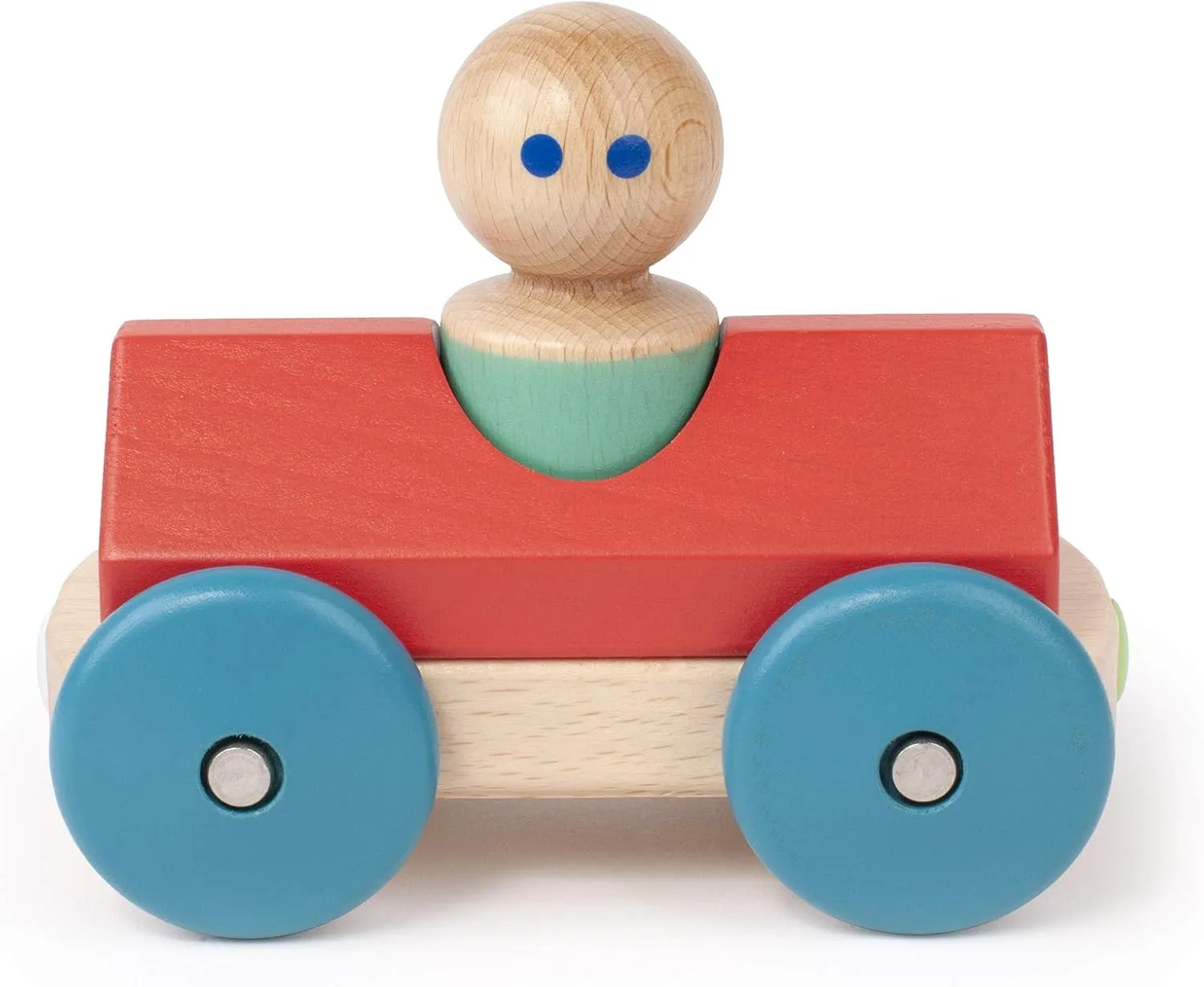 3 Piece Tegu Magnetic Racer Building Block Set, Poppy