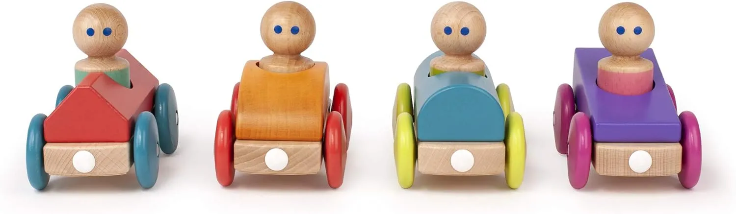 3 Piece Tegu Magnetic Racer Building Block Set, Poppy